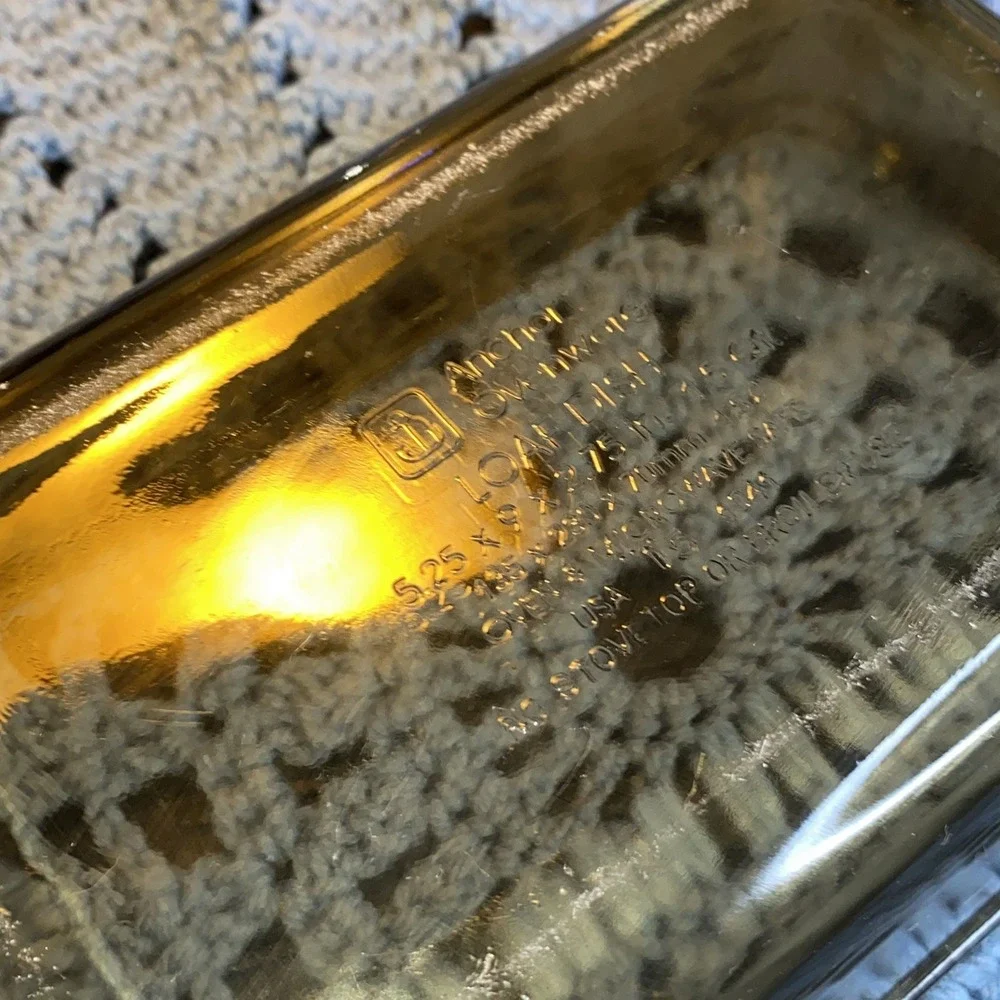 Anchor Hocking Amber Smoke Glass Baking Casserole Loaf Dish~1.5 QT 5.25x9
